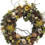 Product: Gold Easter Wreath,Eggs Rabbit Pansy Berries Branches for Door Home Decoration Garland for Table Centerpiece Holiday Party Weddi