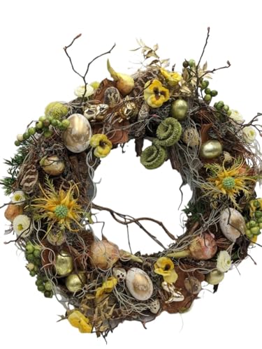 Product: Gold Easter Wreath,Eggs Rabbit Pansy Berries Branches for Door Home Decoration Garland for Table Centerpiece Holiday Party Weddi