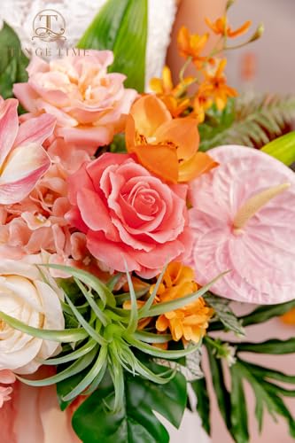 Product: TINGE TIME 7 Inch Artificial Flowers Wedding Bouquets for Bridesmaid, Set of 4, Tropical Bride Tossing Bouquet for Summer Wedding Ceremony Bridal Shower Rehearsal Dinner Vintage Party