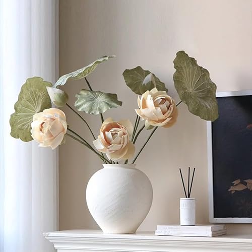 Product: WanderPanda 9 Stems Fake Flowers Artificial Flowers Faux Flowers Simulated Plant Artificial Lotus Suitable for Indoor Outdoor Party Wedding Decoration Lifelike Faux Bouquets Vase Not Included White