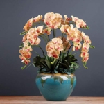 Product: Artificial Flower Bonsai with Vase Large Faux Phalaenopsis Flower Arrangement, Artificial Orchid Flowers with Ceramics Vase, Artificial Flower Arrangement for Wedding Party Home Centerpiece Decor Arra