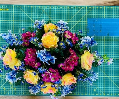 Product: Jucgghk Vivid and Realistic Floral Art 33" Artificial Cemetery Flowers Saddle,Cemetery Grave Decoration Headstone Flower for Headstone
