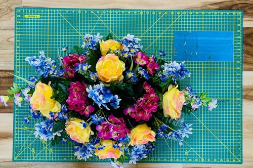 Product: Jucgghk Vivid and Realistic Floral Art 33" Artificial Cemetery Flowers Saddle,Cemetery Grave Decoration Headstone Flower for Headstone