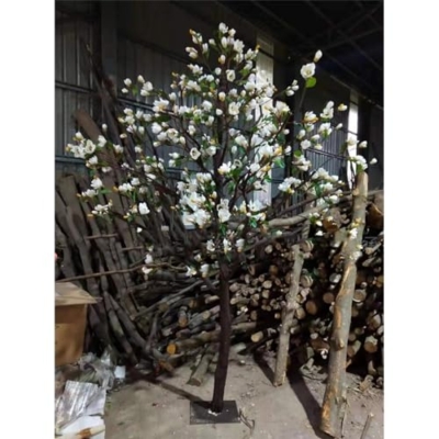 Product: Simulated Magnolia Flowers, Large Artificial Trees and Plants Hotel Interior Living Room Floor-to-Ceiling Window Decoration Floral Customization 2M
