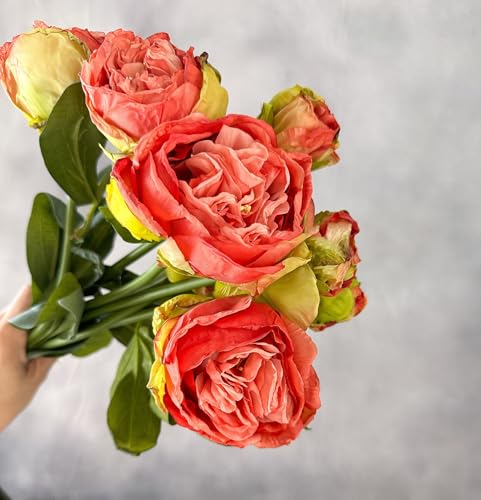 Product: 8 Stems Salmon Dried Flowers,32" Artificial Peony Bouquet for Home Wedding Table Decoration(NO VASE) for Wedding/Home Decoration