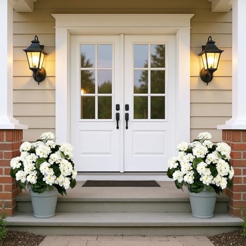 Product: Artificial Lavender Begonia Ball Trees 2 Set of 23'' UV Resistant Fake Evergreen Shrubs Bushes Plants with Ground Spike Fake Plants for Outdoor Indoor Front Porch Garden