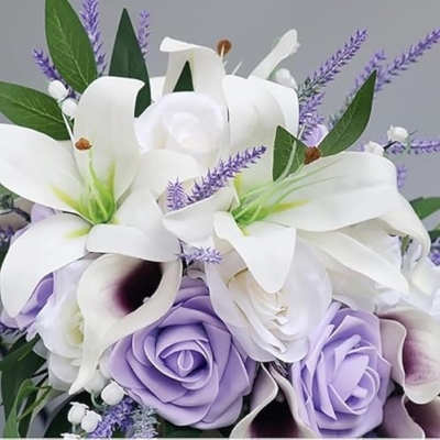 Product: Great Flowers Purple White Bridal Bouquets,Artificial Lavender Calla Lily Flowers for Wedding Ceremony Bridal Shower Home Decor
