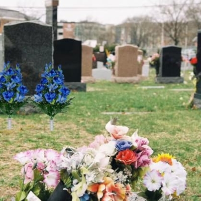 Product: Jucgghk Vivid and Realistic Floral Art Blue Gladiolus, Roses, and Lilies Cemetery Arrangement，Summer Blue Flowers for Grave Tombstone Decorations(NO VASE)