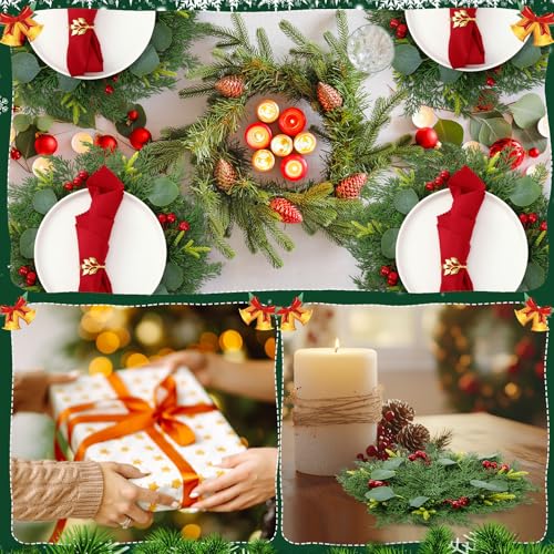 Product: Gandeer 6 Pcs Artificial Christmas Pine Needle Placemats Xmas Poinsettia with Pine Cones Place Mats Round Imitation Greenery Table mats to to Non-Slip Heat Protection for Party (Trebdy)