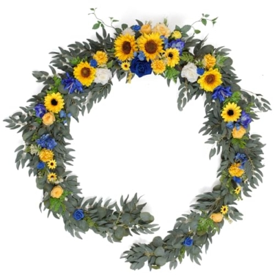 Product: TINGE TIME 9FT Artificial Sunflower Garland, Handcrafted Eucalyptus Garland with Flowers, Silk Sunflower Vine for Wedding Decoration Reception Sweetheart Table (Sunflower&RoyalBlue)