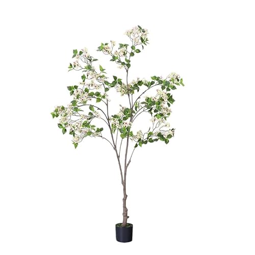 Product: Artificial Bougainvillea Tree Fake Potted Tree with Realistic Blooming White Flowers Tree for Indoor Front Door Winter Christmas Home Decor, Faux Camellia Plant