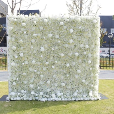 Silky Flower Store Artificial Baby's Breath Flower Wall Backdrop, White Fabric Floral Panel, 5D 3D Simulation, 3m x 3m 11 11 Product: 5D Three-Dimensional Simulation White Fabric Flower Wall, Artificial Baby's Breath Decorative Background Wall, Suitable for Wedding Hotel Layout Event Decoration(3m*3m)