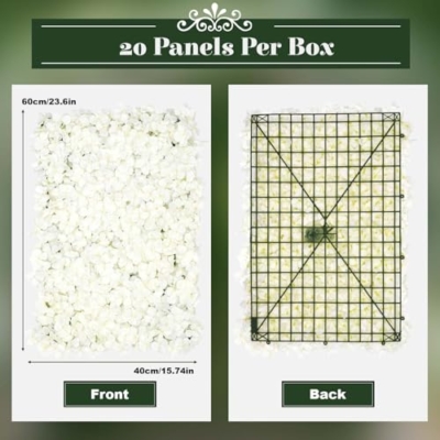Product: 20 Pack Flower Wall Panels, White Floral Mat, 3D Fake Hydrangea Wall Decorative, Artificial Silk Flowers Panel for Wedding, Party, Shower Decor, Hanging Fake Silk Flower Backdrop Decoration