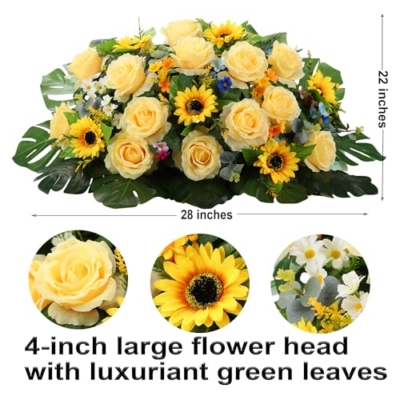 Product: Headstone Flower Saddles - Tombstone Saddle Flowers for Cemetery Gravestone, Grave Decorations Florals for Gravesite Saddles, for Veterans Gravesite, Never Be Blown Away