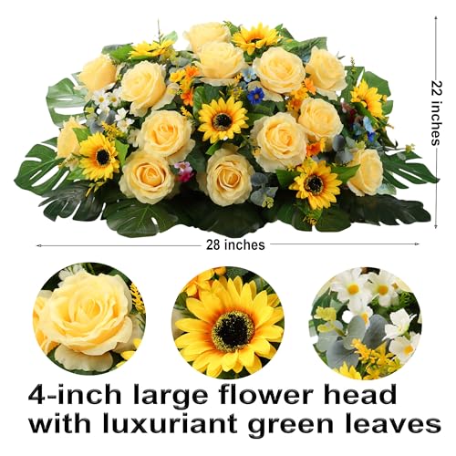 Product: Headstone Flower Saddles - Tombstone Saddle Flowers for Cemetery Gravestone, Grave Decorations Florals for Gravesite Saddles, for Veterans Gravesite, Never Be Blown Away