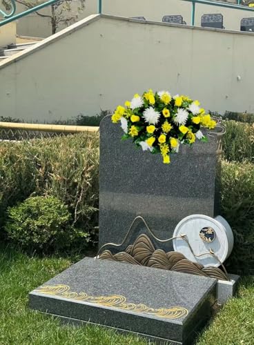 Product: Jucgghk Vivid and Realistic Floral Art 28" Yellow Flowers,Realistic Vibrant Flowers, Outdoor Grave Decorations for Headstone