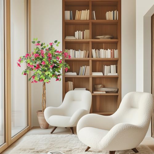 Product: Bougainvillea Artificial Tree, Faux Floor Plant with Pot, 4ft Tall Fake Tropical Tree for Indoor Outdoor Decor