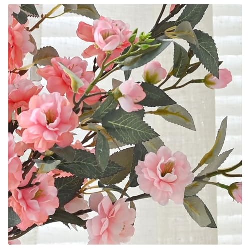 Product: Fake Flowers with Vase Simulation Camellia Chinese Zen Silk Flowers Home Soft Furnishings Placement Flower Arrangement Fake Flowers Ornaments Jewelry Plant Decor (C)
