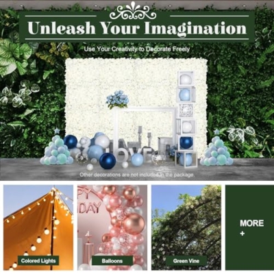 Product: 20 Pack Flower Wall Panels, White Floral Mat, 3D Fake Hydrangea Wall Decorative, Artificial Silk Flowers Panel for Wedding, Party, Shower Decor, Hanging Fake Silk Flower Backdrop Decoration