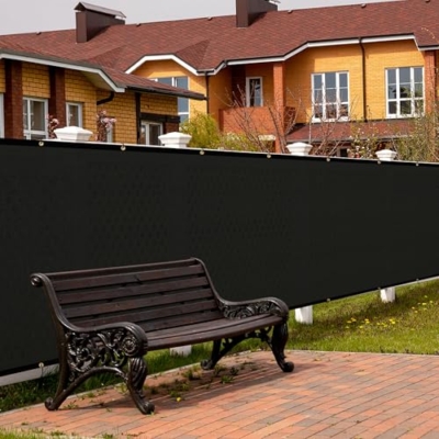 Product: SPORTYOUTH 3ft x 50ft Fence Privacy Screen and 30 Pcs Red Poinsettia Artificial Christmas Flowers with Clips Stems