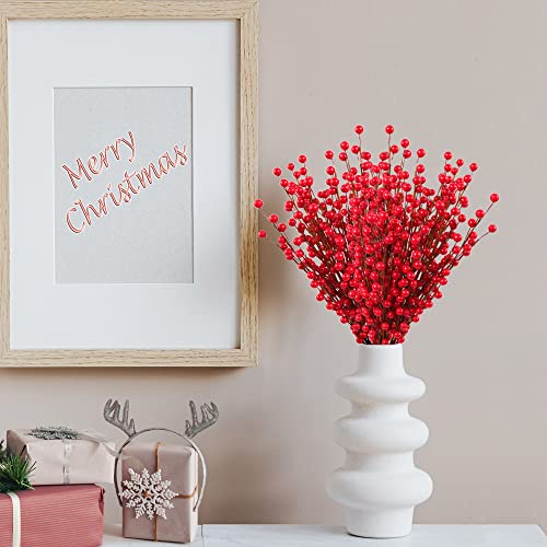 Product: Larksilk Set of 72 Waterproof Red Berry Stems, 19" - 100% Wired Stem Branches, Holly Berry Sprays for Christmas Tree Decoration, Wreath Decoration, 35 Red Berries on Each Stem