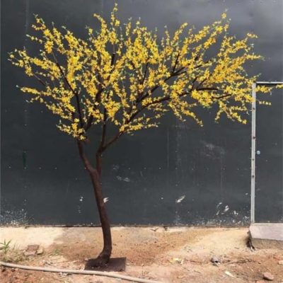 Product: Simulation of Winter Jasmine Tree, Small Yellow Flower Yellow Plant Fake Tree Large Indoor Living Room Floor Floral Art Happiness Tree Decoration 3.5M