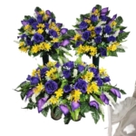 Product: Purple Calla Lily Cemetery Flowers, Rose Headstone Set for Cemetery Flowers Cemetery Floral Arrangement Garland for Table Centerpiece Holiday Party Weddi