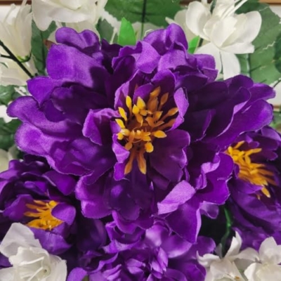 Silky Flower Store Purple Peonies Cemetery Cone, Purple Mums Grave Flowers Garland, Artificial Silk Memorial Arrangement, 28in 5 5 Product: Purple Peonies Jumbo Cemetery Cone, Purple Mums Grave Flowers for Commemorating Cemetery Garland for Table Centerpiece Holiday Party Weddi