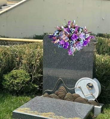 Product: Jucgghk Vivid and Realistic Floral Art 32" Purple Easter Saddle Flower, Artificial Elegant Saddle Flower for Outdoor Cemetery Grave Tombstone Decorations