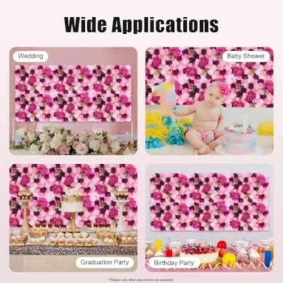 Silky Flower Store Artificial Flower Wall Panel Set, Hot Pink Pink Violet Floral Backdrop, Indoor Outdoor Decor, 23.62 x 15.74 inches 9 9 Product: 6-Piece Artificial Flower Wall Panel Set, Flower Wall Backdrop, Realistic DIY Privacy Screen for Indoor Outdoor Wedding Backdrop, Party Decor, Home Garden Decoration, Hot Pink Flower Wall Backdrop