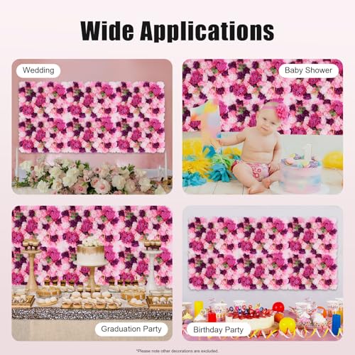 Silky Flower Store Artificial Flower Wall Panel Set, Hot Pink Pink Violet Floral Backdrop, Indoor Outdoor Decor, 23.62 x 15.74 inches 1 1 Product: 6-Piece Artificial Flower Wall Panel Set, Flower Wall Backdrop, Realistic DIY Privacy Screen for Indoor Outdoor Wedding Backdrop, Party Decor, Home Garden Decoration, Hot Pink Flower Wall Backdrop