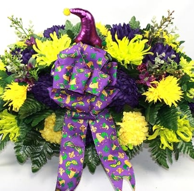 Product: Hshan Mardi Gras Cemetery Flower Arrangement，Beautiful Cemetery Headstone Saddle Artificial Flowers for Gravesite Memorial Day
