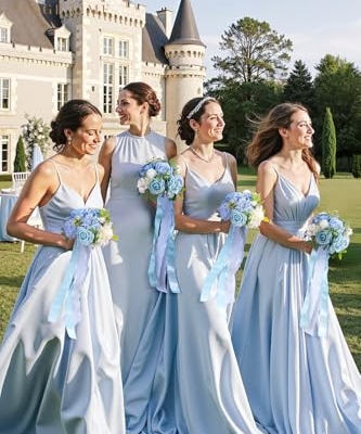 Product: TINGE TIME 7 Inch Artificial Flowers Wedding Bouquets for Bridesmaid, Set of 4, Provence Blue Bride Tossing Bouquet for Summer Wedding Ceremony Bridal Shower Rehearsal Dinner Vintage Party