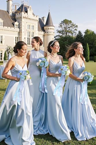 Product: TINGE TIME 7 Inch Artificial Flowers Wedding Bouquets for Bridesmaid, Set of 4, Provence Blue Bride Tossing Bouquet for Summer Wedding Ceremony Bridal Shower Rehearsal Dinner Vintage Party