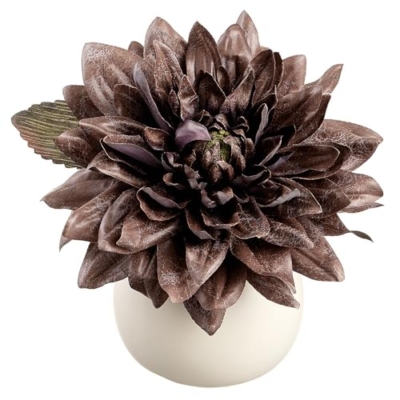 Product: 7" Dahlia Silk Flower Arrangement w/Ceramic Vase - Plum (Pack of 6)