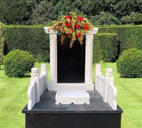Product: Jucgghk Vivid and Realistic Floral Art 36" Large Fall Greens-Oranges Artificial Flowers,Fall Cemetery Arrangements for Grave Tombstone Decorations