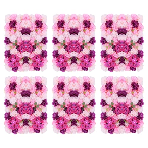 6-Piece Artificial Flower Wall Panel Set, Flower Wall Backdrop, Realistic DIY Privacy Screen for Indoor Outdoor Wedding Backdrop, Party Decor, Home Garden Decoration, Hot Pink Flower Wall Backdrop - Artificial Flower Arrangements Product: 6-Piece Artificial Flower Wall Panel Set, Flower Wall Backdrop, Realistic DIY Privacy Screen for Indoor Outdoor Wedding Backdrop, Party Decor, Home Garden Decoration, Hot Pink Flower Wall Backdrop