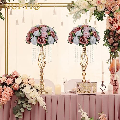 Product: NUPTIO Large Flower Balls for Centerpieces - 2 Pcs 13.8in Diameter Dusty Rose & White Artificial Flower Ball Arrangement Bouquet Wedding Centerpieces for Tables - Fake Rose Flowers for Weddings Decor