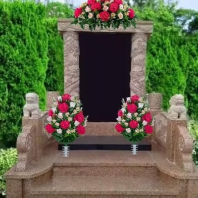 Product: Jucgghk Vivid and Realistic Floral Art Beauty Pink Mums and Light Pink Rose Buds Cemetery Flower Set,1 Saddle and 2 Bouquets Mothers Day Cemetery Flowers for Grave，Headstone Saddle(NO VASE)