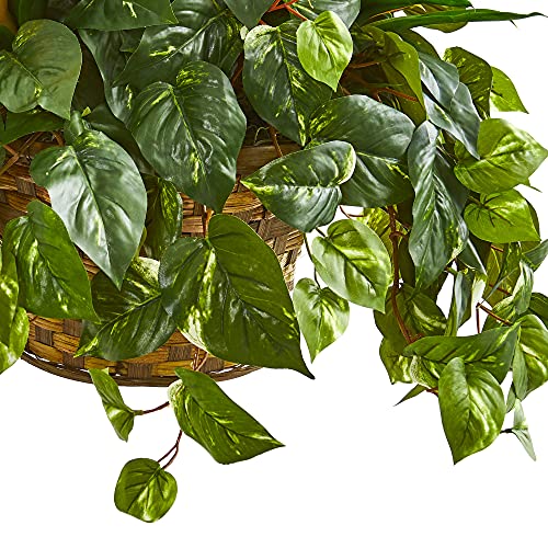 Product: Nearly Natural 31in. Bromeliad & Pothos Artificial Plant in Hanging Basket