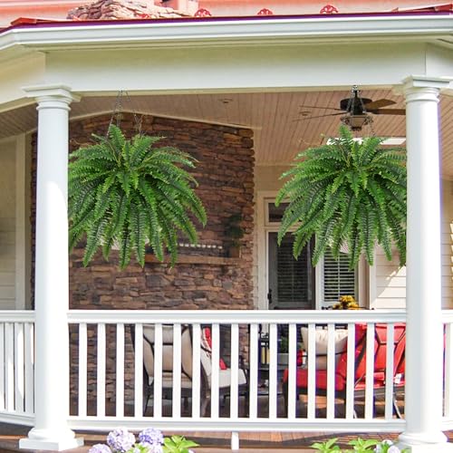Product: Dkaltm Artificial Boston Fern Bush- Set of 2 Large Artificial Ferns for Outdoors, 45Inch Large Faux Ferns, Suitable for Office & Living Room Decor, 55Branches for Each Bouquet