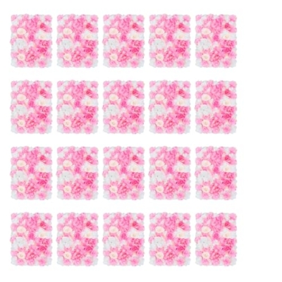 Product: 20-Pack Artificial Flower Wall Panels - 15.7"x23.6" Foam Dahlia & Rose Backdrop for Weddings, Parties - Pink/White/Green Silk Flowers