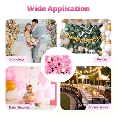 Product: Flower Wall Panel Set, Flower Wall Backdrop 23.62x15.74 inch Floral Wall Panel Artificial Silk Rose Wall Decor for Wedding Celebrations, Festive Party, Home Decor, Pink