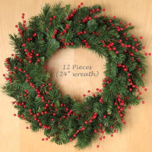 Product: Larksilk Set of 72 Waterproof Red Berry Stems, 19" - 100% Wired Stem Branches, Holly Berry Sprays for Christmas Tree Decoration, Wreath Decoration, 35 Red Berries on Each Stem