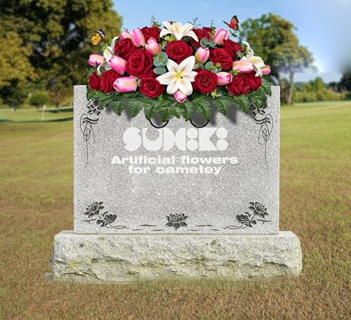Product: SUHOOKOO Artificial Cemetery Flowers - Headstone Flower Saddle