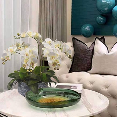 Product: JZZJSBX 6 Heads Artificial Orchid with Ceramic Pot Set Artificial Phalaenopsis Flower Faux Orchid for Home/Bedroom/Parlor/Dining Room Decor Table Centerpiece Office Wedding Party Decoration