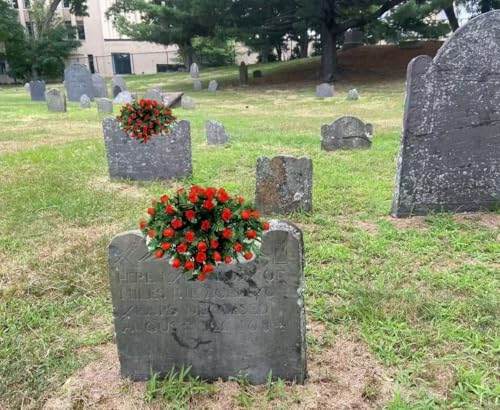 Product: Jucgghk Vivid and Realistic Floral Art 30" Beautiful Red Roses Cemetery Saddle,Artificial Cemetery Decoration for Headstone