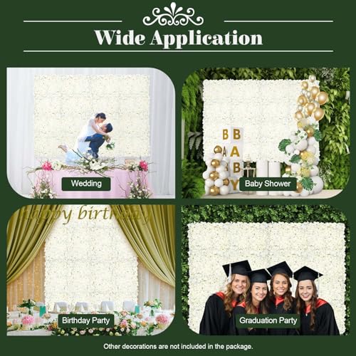 Product: 20 Pack Flower Wall Panels, White Floral Mat, 3D Fake Hydrangea Wall Decorative, Artificial Silk Flowers Panel for Wedding, Party, Shower Decor, Hanging Fake Silk Flower Backdrop Decoration