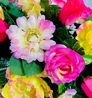 Product: Jucgghk Vivid and Realistic Floral Art Artificial Yellow Sunflower Fall Cemetery Saddle, 30" Autumn Cemetery Saddle, Headstone Saddle Arrangement for Outdoor Gravestone Decorations