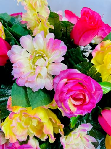 Product: Jucgghk Vivid and Realistic Floral Art Artificial Yellow Sunflower Fall Cemetery Saddle, 30" Autumn Cemetery Saddle, Headstone Saddle Arrangement for Outdoor Gravestone Decorations